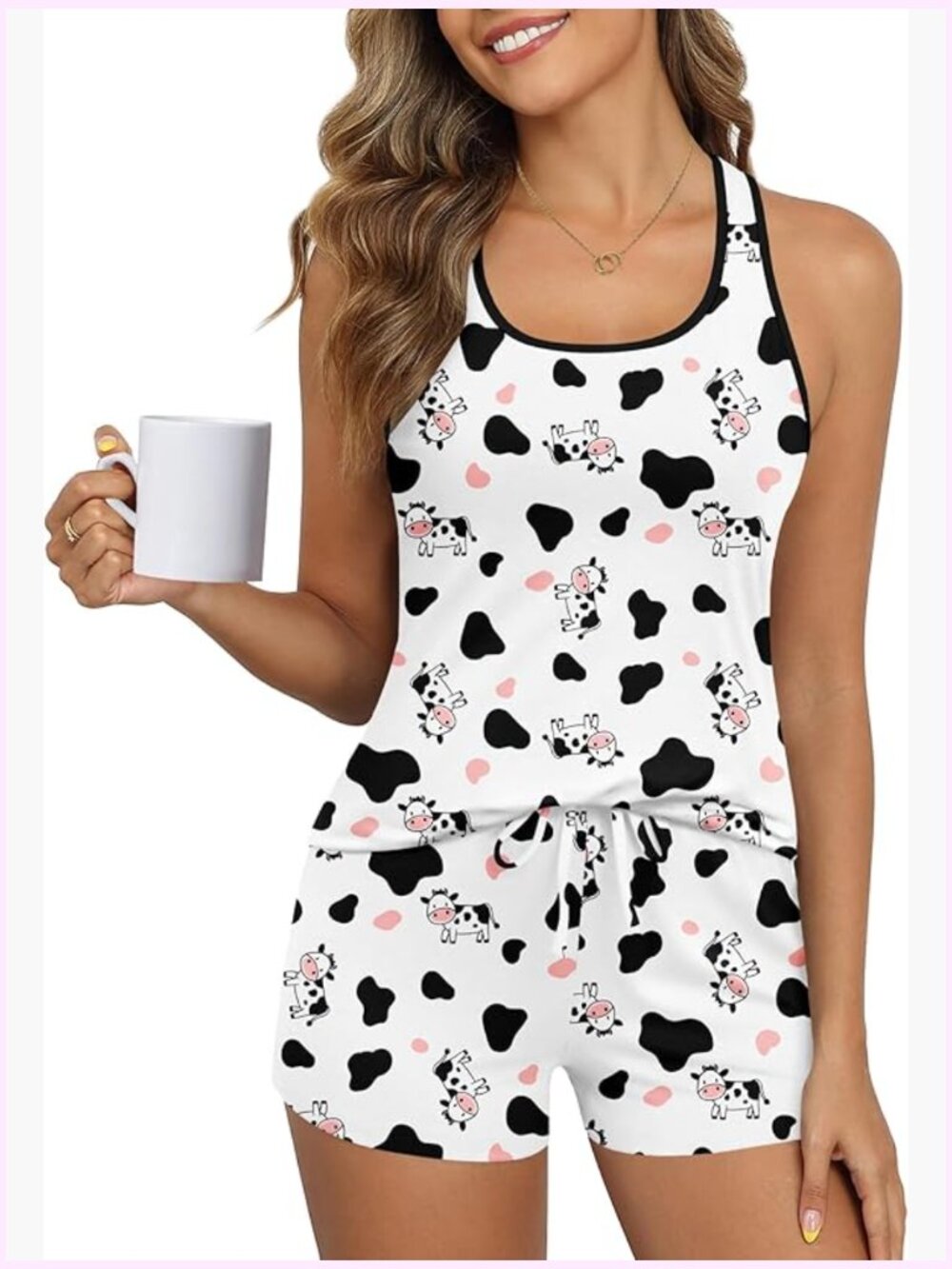 Tank Top Pajama Set Sleeveless Cami Shorts 2 Piece Loungewear Sleepwear Pjs